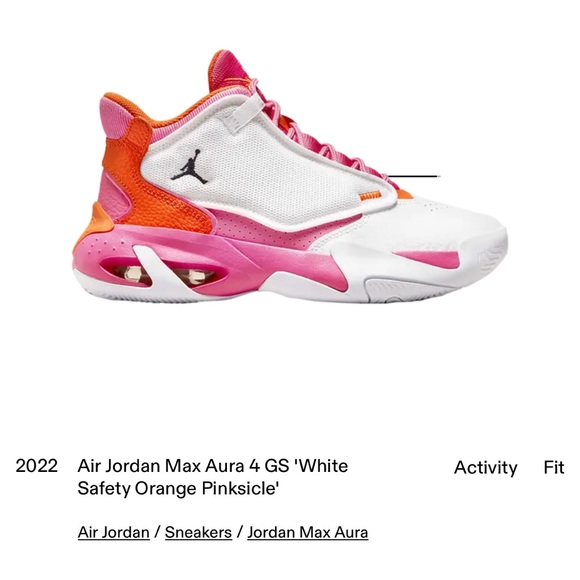 JORDAN Max Aura 4 Big Kids' Shoes In White,safety orange,pinksicle,(GS Sz.5Y) - Picture 2 of 10